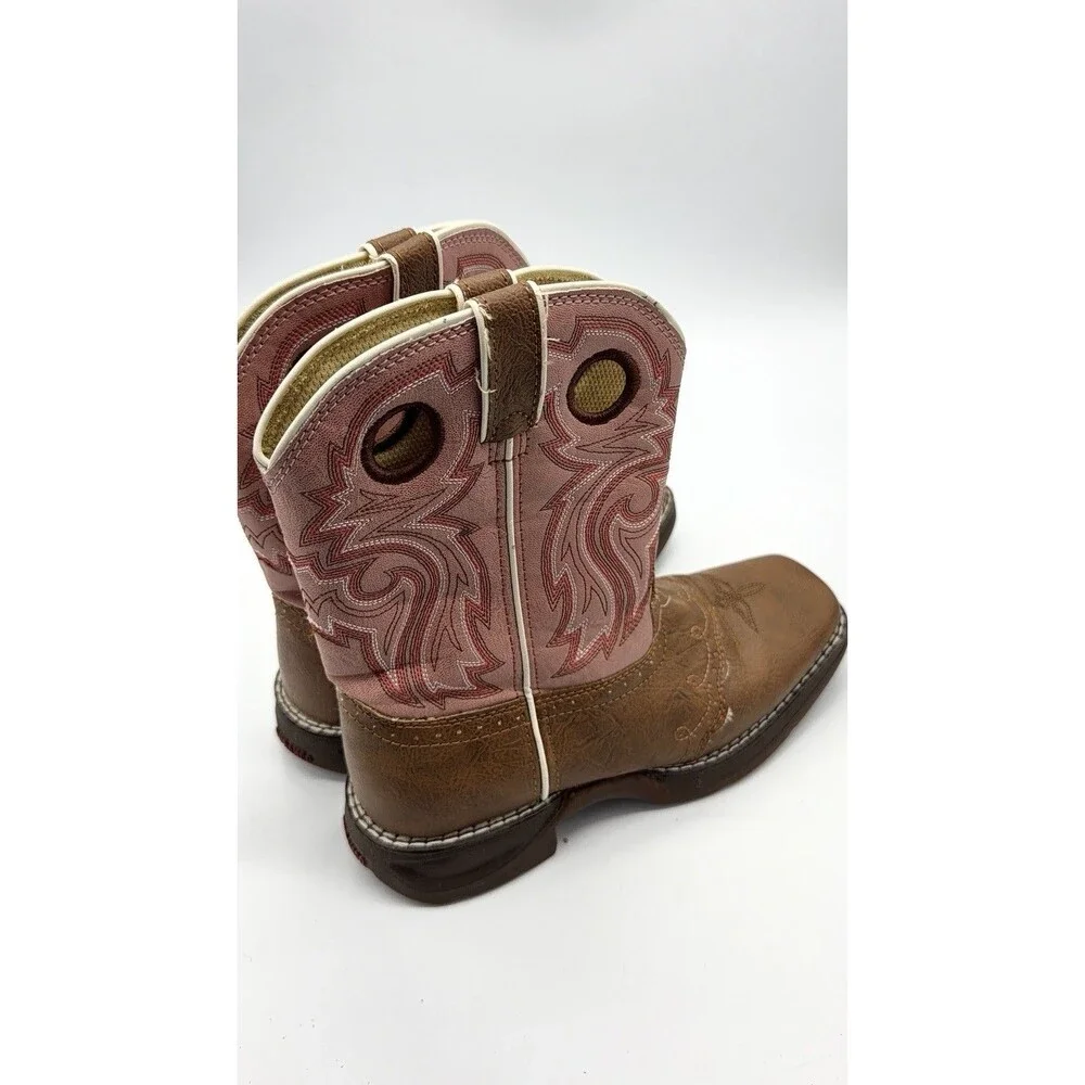 Durango Big Kids Tan/Pink Western Boots, Size 3M